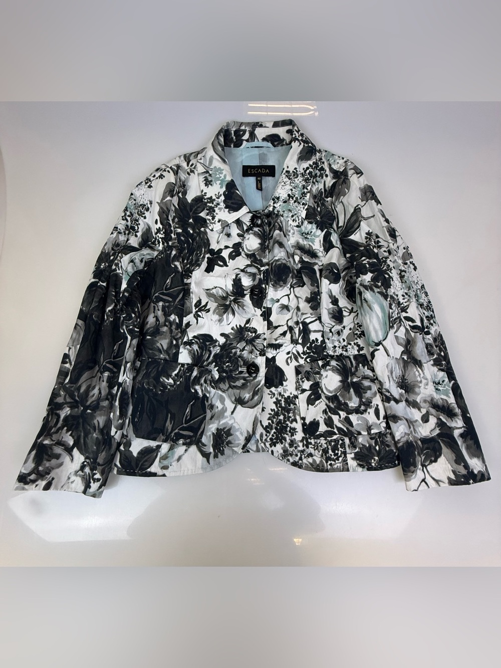 Escada Black Sport Monochrome Floral Print Jacket J2-23